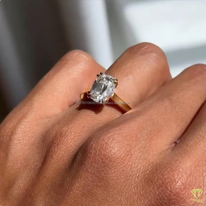 Oval Cut Moissanite Diamond <b>Solitaire</b> Engagement <b>Ring</b> in 925 Sterling <b>Silver</b> Vintage Four Prong Setting IGI Certified for Women - Product Image 1