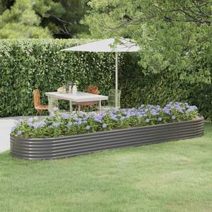 Grand lit de jardin surélevé en acier gris thermolaqué, durable, pour patio - Product Image 1