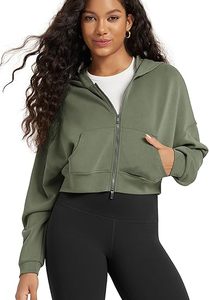 Sudadera Corta con Capucha Roja para Mujer, de Manga Larga, Tejida, con Cierre, Informal, de Invierno, Transpirable, de Poliéster, de Secado Rápido - Product Image 3