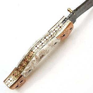 Couteau utilitaire pliant en acier Damas SHARP POINT TRADES, lame droite, ouverture par bouton de pouce, manche en bois, design artistique, DIY - Product Image 5