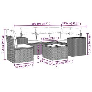 ชุดโซฟาขนาดกลางสำหรับลานบ้าน สีดำ ทำจากหวาย PE พร้อมโครงเหล็กเคลือบสีฝุ่น สำหรับสวน - Product Image 3