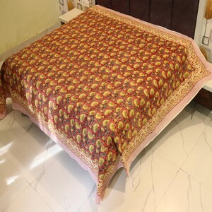 Hand Block Print Cotton Bedsheet Ethnic Floral Indian <b>Bedding</b> for Home Decor for Best Price - Product Image 3