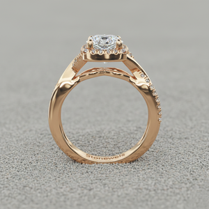 Anillo de Compromiso con Diamante Cultivado en Laboratorio, Oro Rosa de 14K, Corte Halo Infinito, para Fabricante de Joyería Personalizada Certificada, OEM ODM - Product Image 2