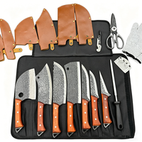 Ensemble professionnel de 14 couteaux de boucher forgés à la main, adaptés au barbecue et au camping en plein air, avec sacs