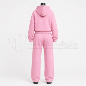 Women’s <b>Pink</b> Tracksuit Set Zip Up <b>Hoodie</b> Jacket Wide Leg Sweatpants 2 Piece Casual Sportswear Lounge Set Custom Wholesale - Product Image 2