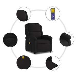 Fauteuil de massage inclinable en contreplaqué noir avec revêtement en polyester noir et structure métallique - Product Image 6
