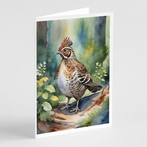 Pennsylvania Ruffed Grouse Whimsical A7 Size <b>5x7</b> Blank Note Cards Pack of 8 with <b>Envelopes</b> for Greetings - Product Image 1