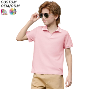Chemises polo d'été pour enfants, garçons et filles, en polyester/coton, tissu 220g, respirant, écologique, séchage rapide, manches courtes, logo personnalisé - Product Image 3