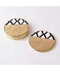 Sous-verres ronds en bois faits à la main et écologiques avec logo personnalisable et options de taille sur mesure |   Vente en gros - Product Image 1