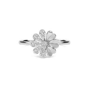 Anillo de diamantes redondos estilo flor de moissanita para mujer, joyería nupcial floral fina de plata 925 original, regalo para parejas - Product Image 1
