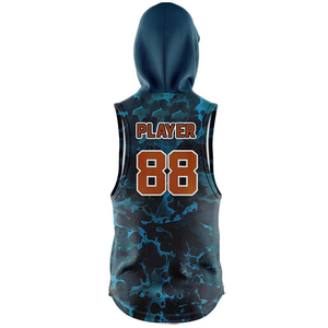 Ensemble de maillots de basket-ball sublimés personnalisés, débardeur à capuche sans manches, short, logo d'équipe, uniforme de football américain 7v7, toutes saisons - Product Image 3