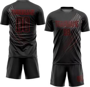 Uniforme de Fútbol Personalizado, Conjunto de Camiseta con Degradado Rojo y Negro, Nombre y Número Personalizados, Transpirable, de Secado Rápido, para Equipos - Product Image 3