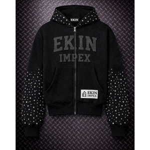 Custom 450Gsm Fleece Zip-Up Hoodie <b>Y2K</b> Vintage Streetwear 100%Cotton Rhinestone 3DEmbroidery Sun Faded Distressed Oversized - Product Image 1