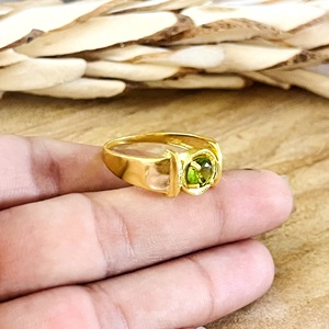 New Arrival Boho Peridot <b>Ring</b> Minimalist Brass Gemstone Women 18k Gold Plated <b>Dainty</b> Statement Band <b>Ring</b> for Wholesale/OEM/ODM - Product Image 6