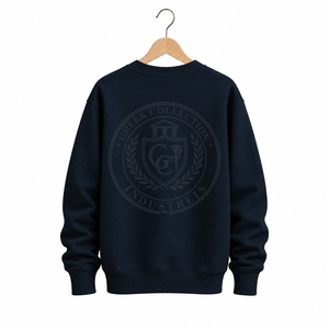 High Quality <b>Navy</b> Blue Men's <b>Women's</b> Crewneck Street Wear Sweatshirt Drop Shoulder Pullover Embroidered Greek Letter Custom Logo - Product Image 2