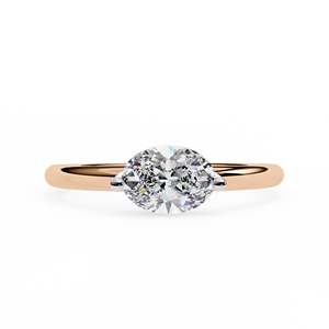 Bague de fiançailles ovale East West avec diamant de laboratoire de 1 carat, or 14 carats, rapport IGI, diamant VS DEF pour anniversaire, mariage - Product Image 5