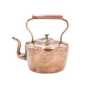 Tetera de Cobre Acanalado Ecológica de Doble Pared con Silbato, Asa de Madera Oscura, Olla Duradera para Servir Café y Té en Casa - Product Image 1