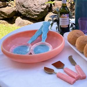 Tazón para Ensalada de Frutas de Resina Acrílica Pulida con Textura de Mármol con Patrón de Espirales Blancas, Estilo Americano, Ecológico y Liso - Product Image 3