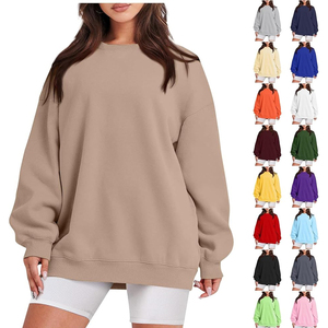<b>Men</b> Crewneck Sweatshirt Oversized <b>Pullover</b> Fleece Cotton Casual Streetwear Plain Solid Color Loose Fit Winter Wear - Product Image 5