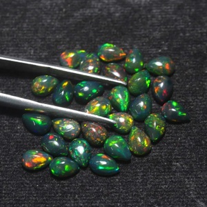 Opale noire éthiopienne naturelle, taille poire, cabochon, pierre d'opale de feu multicolore pour la fabrication de bijoux, vente en gros HASNAIN - Product Image 2
