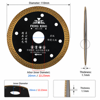 Disque de coupe diamanté ultra-mince industriel renforcé de 110 mm, à faible bruit, pour une coupe propre et durable des carreaux en céramique