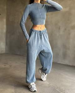 Ensemble de survêtement décontracté pour femme en velours bleu avec capuche, broderie ange, tenue de détente longue pour l'automne - Product Image 6