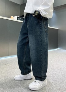 Jeans blancs déchirés à coupe ample en coton 100% pour garçons, taille plus - Product Image 3