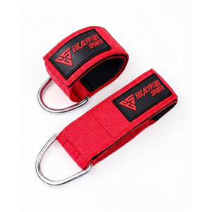 EUCALYPTUS SPORTS Wrist Support <b>Straps</b> Red Nylon Adjustable D-Ring Weight Lifting Strength Training Unisex - Product Image 2