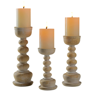 Pilar de portavelas de madera de mango de fábrica directa, proveedor mayorista, centros de mesa hechos a mano, portavelas para Decoración - Product Image 1