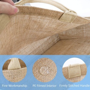 Sac à main spacieux en jute naturel avec deux poignées ouvertes, design unisexe durable pour une utilisation quotidienne et en extérieur - Achetez directement auprès du fournisseur - Product Image 3