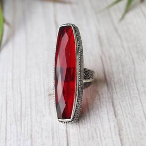 Handmade Red Garnet <b>Ring</b> 925 Sterling <b>Silver</b> Natural Gemstone Jewelry Elegant Women Gift <b>Statement</b> Design - Product Image 5