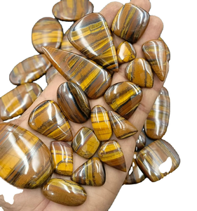 Pierre précieuse naturelle Œil de tigre jaune, en vrac, pour la fabrication de bijoux, de haute qualité, polie, cristal de guérison, cabochon coloré - Product Image 5