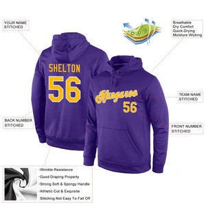 Sudadera con Capucha Personalizada en Morado, Dorado y Blanco, Estilo Baloncesto, Sudadera de Felpa, Ropa Deportiva Informal para Equipo - Product Image 2