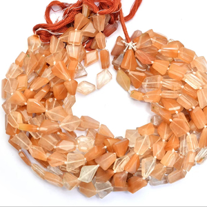 Rutilated Quartz 12mm-14mm Faceted Nugget Bead Natural Multi Red Rutile <b>Step</b> Cut Tumbled Semiprecious Gemstone Beads For Jewelry - Product Image 1