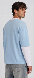 เสื้อยืดแขนยาวโอเวอร์ไซส์ผ้าคอตตอนโพลีเอสเตอร์ 100% แขนสองชั้น เสื้อยืดผู้ชายแบบสั่งพิมพ์ลาย เสื้อถักแขนตาข่าย - Product Image 4