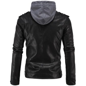 Veste en cuir de motard style Brando pour homme avec capuche - Product Image 3