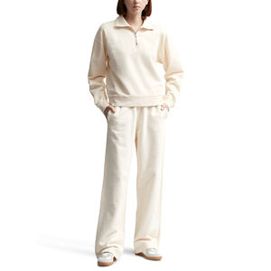 <b>Women's</b> <b>Half</b>-<b>Zip</b> <b>Sweatshirt</b> Set Regular Fit Knitted Cotton Casual Autumn Wear Solid Color Turn-Down Collar - Product Image 1