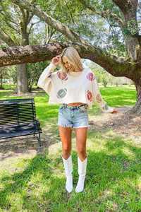 Sweat-shirt court unisexe en molleton avec strass, style football, pour les jours de match d'hiver, coupe oversize, décontracté, mode urbaine - Product Image 5