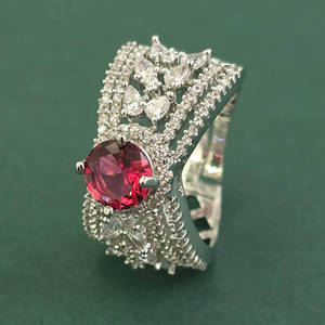 Handmade Polki Jewellery in India Cubic Zirconia <b>Adjustable</b> <b>Ring</b> With Rhodium Plating 443973 - Product Image 2