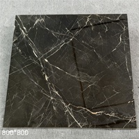 Carreaux de porcelaine en marbre noir brillant de luxe 800x800mm, style européen, antidérapants, pour murs et sols intérieurs d'hôtels et villas, directement de l'usine