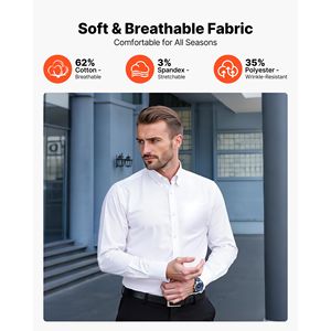 Camicia da Uomo Slim Fit a Maniche Lunghe, Senza Pieghe, in Tessuto Morbido Elasticizzato, Stile Business Casual - Disponibile nelle Taglie XL e 4XL - Product Image 2