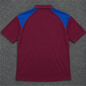 เสื้อเชิ้ตแขนสั้นผู้ชาย โลโก้ด้านหน้า ป้องกันการเป็นขุย ลำลอง ผ้าถักเนื้อแน่น แห้งเร็ว สีแดงเข้ม สีน้ำเงิน - Product Image 2