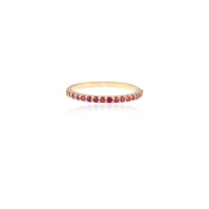 18K Gold <b>Ruby</b> Half <b>Eternity</b> Stackable Band-Resizable Prong Setting - Product Image 3