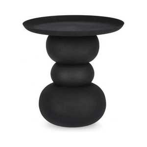 Table à manger antique noire avec base en métal de forme ronde, table basse décorative pour la maison et l'hôtel - Product Image 2