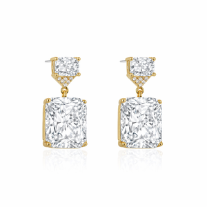 Lab Created Diamond 14K Solid Gold Dual Tone <b>Drop</b> <b>Earrings</b> Diamond <b>Earrings</b> <b>Drop</b> <b>Earrings</b> For Women Dangle <b>Bridal</b> Luxury Jewelry - Product Image 1