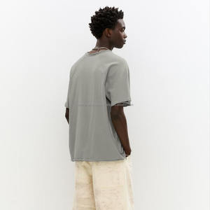 OEM sérigraphie DTG impression 350gsm t-shirts unis à manches courtes surdimensionnés cropped Boxy grande taille t-shirts pour hommes - Product Image 2