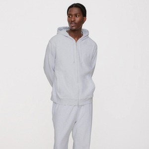 Sweat à capuche zippé gris clair personnalisé-Sweat à capuche minimaliste classique pour hommes et femmes en streetwear et mode décontractée OEM ODM personnalisé - Product Image 1