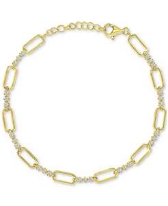 <b>Cubic</b> <b>Zirconia</b> Open Link Chain <b>Bracelet</b> in 14k Gold-Plated Sterling Silver | Macy's - Product Image 1