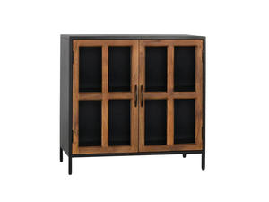 Armoire de cuisine et de salle à manger modulaire en bois massif de style industriel, durable et moderne, avec portes en verre - Product Image 2