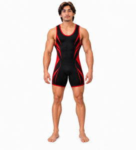 Camiseta de Compresión sin Mangas para Hombre, Negra y Roja, Cuello Redondo, Spandex y Nailon, Traje de Neopreno para Todas las Estaciones, Transpirable, Diseño Estampado sin Costuras - Product Image 1